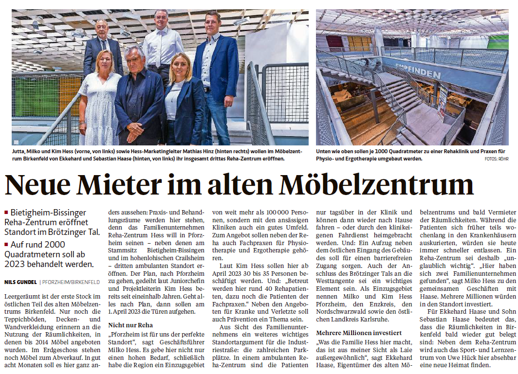 Presseartikel der Pforzheimer Zeitung vom 28.07.2022